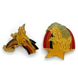 Unicorn Pins Lot 2 Rainbow Enamel Fantasy Brooch